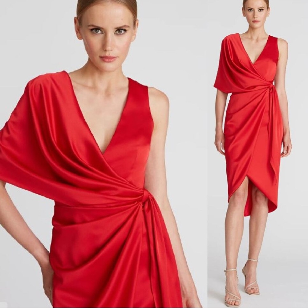 Theia One Shoulder Red Dress